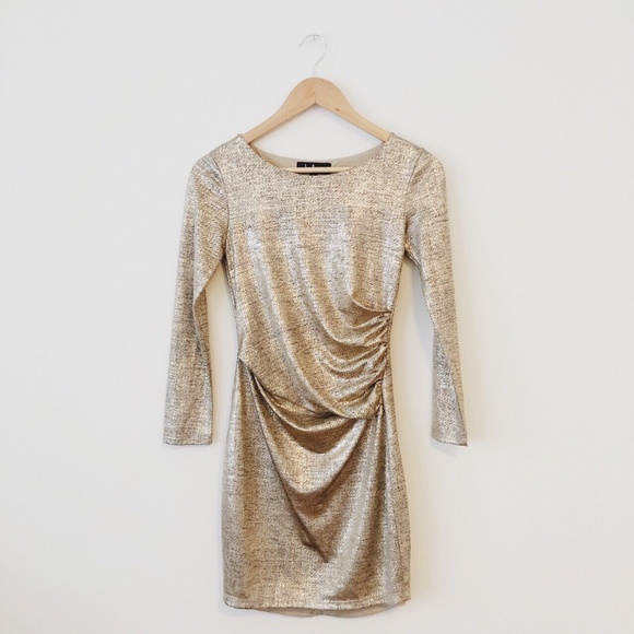 Lulus Dresses & Skirts - Lulus Luxe of My Life Gold Long Sleeve Bodycon Dress